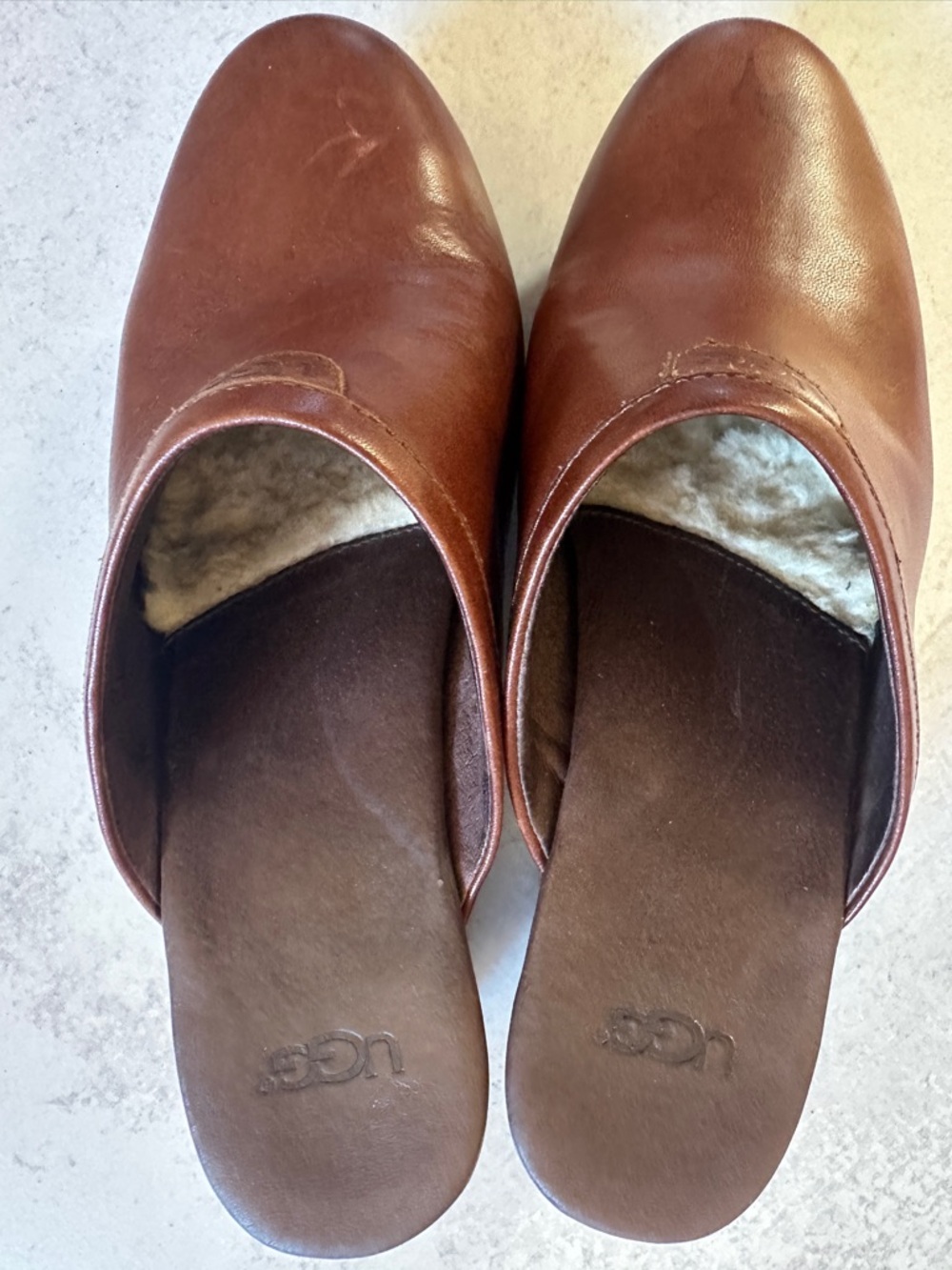 Ugg Size 9 Brown Leather Women's Clog Heels - Picture 7 of 8